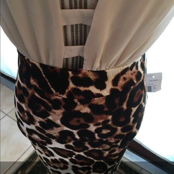 Monaco Leopard print cream & brown mini sleeveless dress size Lg - Picture 11 of 13